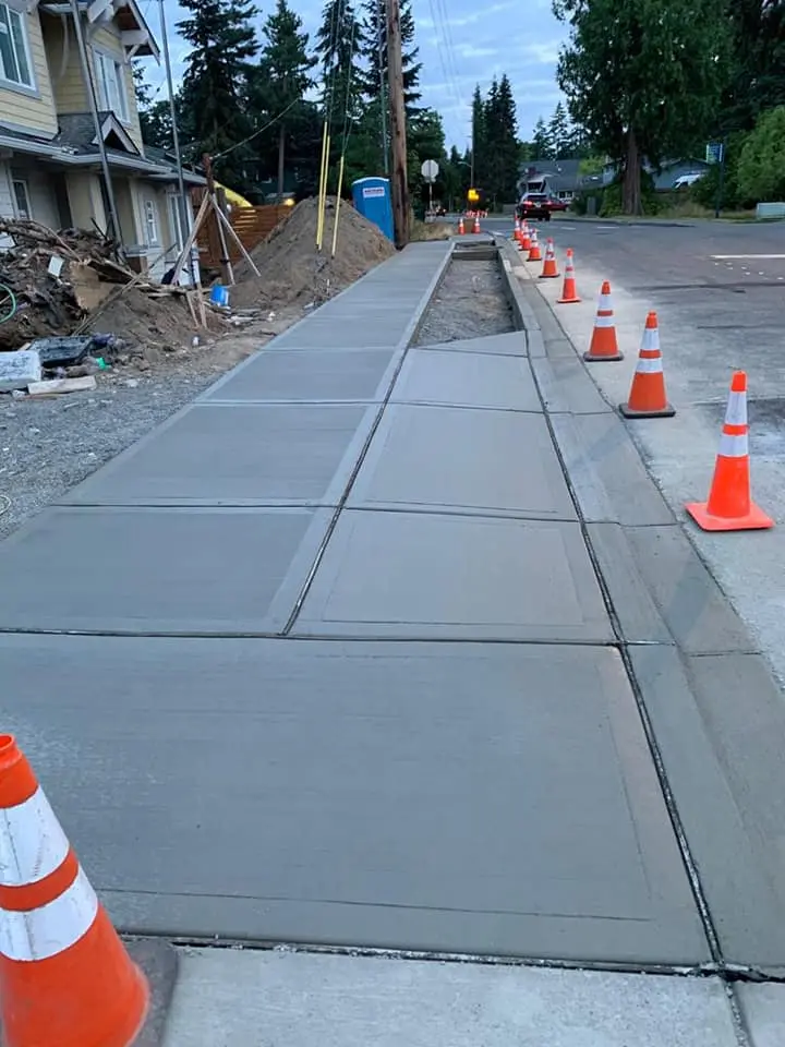 Decorative stamped concrete sidewalk with modern design